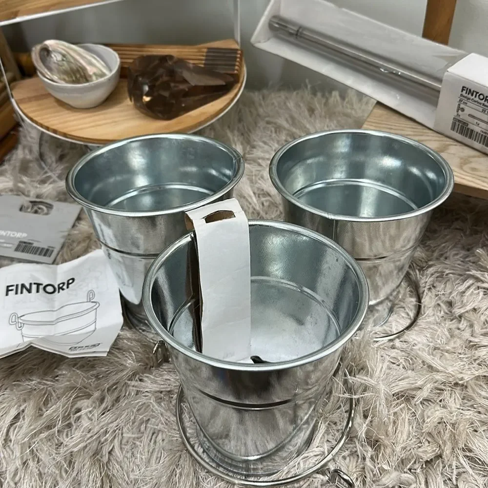 Ikea Fintorp Bundle Of Steel Rail 22.5”-5 Hooks -3 Buckets‎ Utensil Hanger
